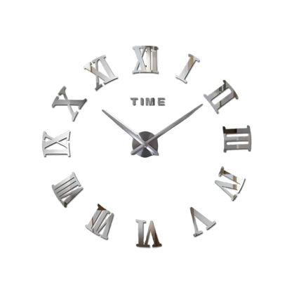 Wall Clock with Roman Numerals – Contemporary Silver Mirror Design