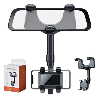 Adjustable Car Mirror Smartphone Mount | Fits Devices Up to 6.5 Inches | Conveniently Collapsible Design
