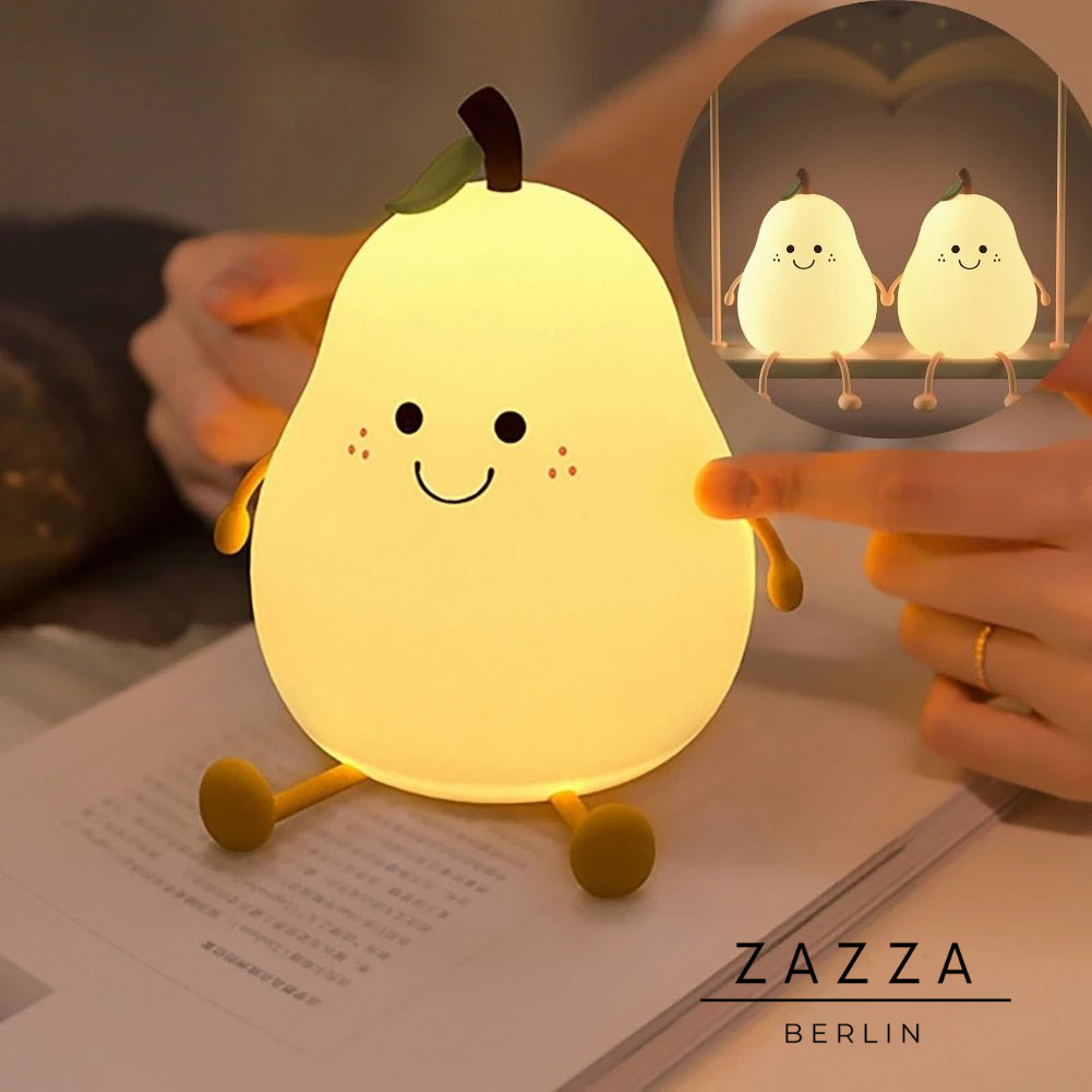 Pear-Shaped Night Light – Soft Silicone, USB Rechargeable, 3 Brightness Levels & Timer, Soothing Illumination for Kids & Babies