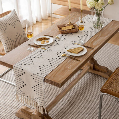Serene Cotton Tassel Table Runner for Stylish Dining