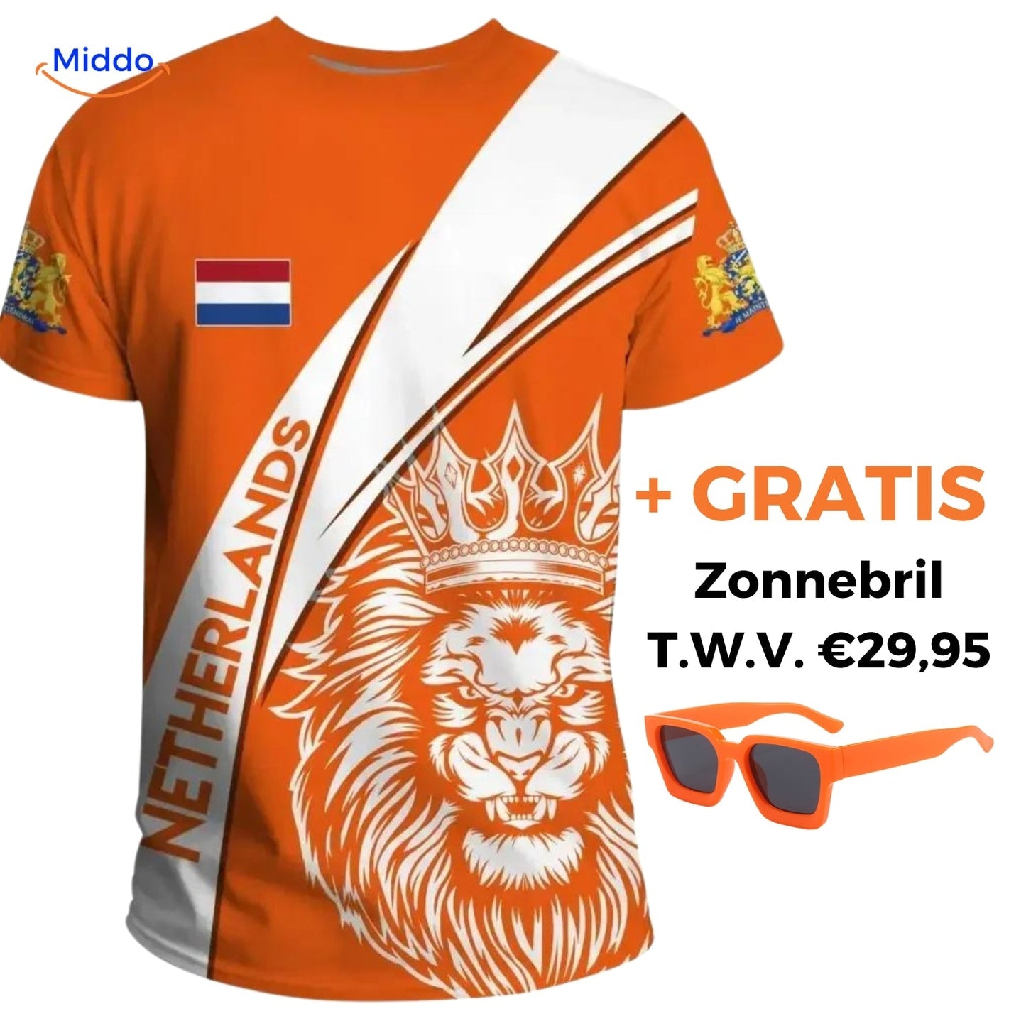 Support the Netherlands with Stylish Orange Fan T-Shirt + Free Sunglasses Worth $29.95