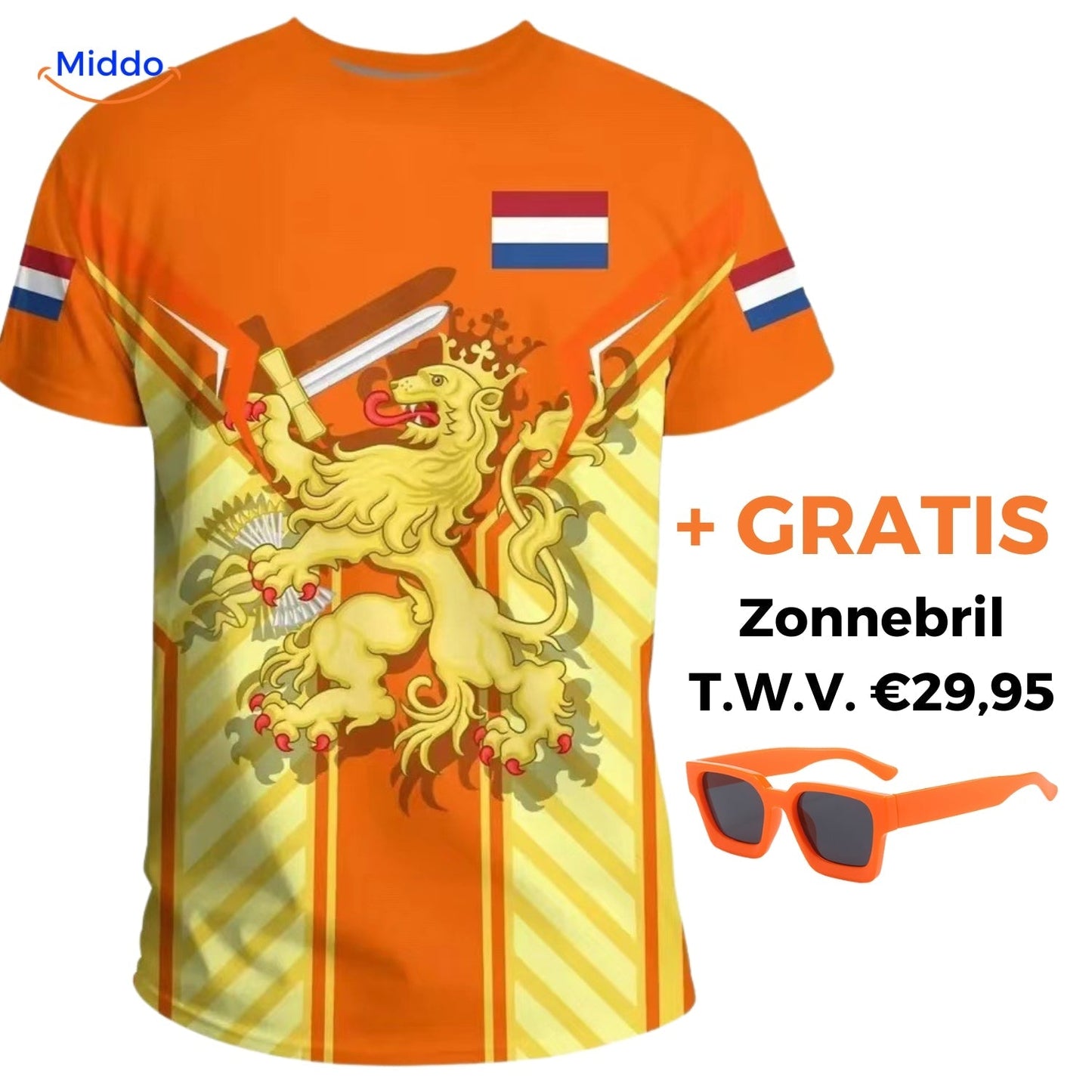 Support the Netherlands with Stylish Orange Fan T-Shirt + Free Sunglasses Worth $29.95
