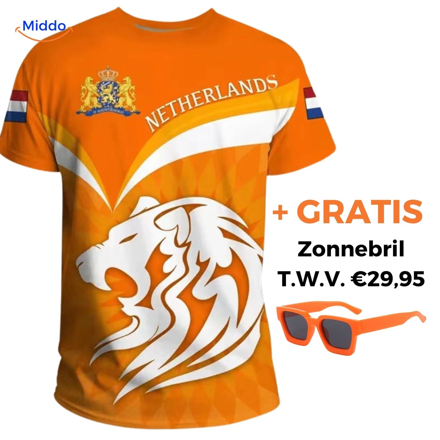 Support the Netherlands with Stylish Orange Fan T-Shirt + Free Sunglasses Worth $29.95