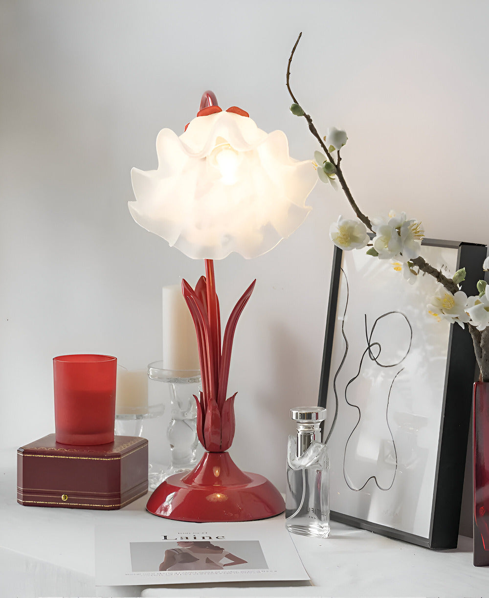 Decorative Table Lamp with Floral Design – Antique-Style for Bedroom & Living Room