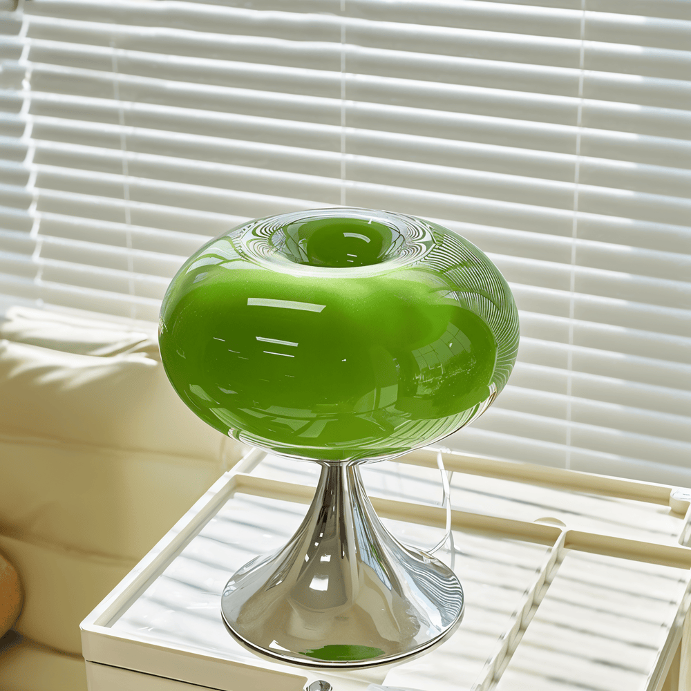 Curvy Glass Table Lamp in Macaron Style with LED Light
