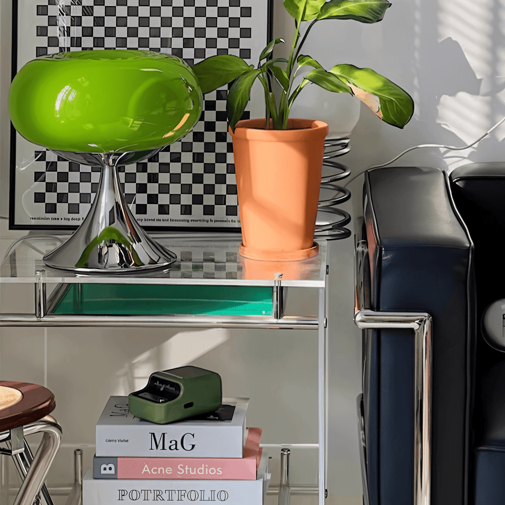 Curvy Glass Table Lamp in Macaron Style with LED Light
