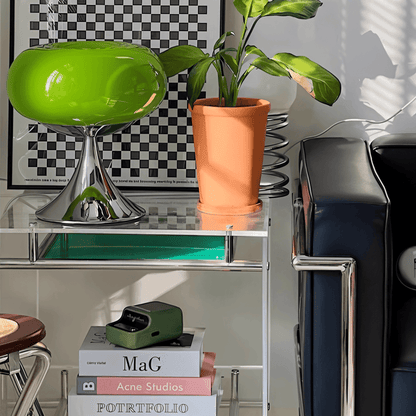 Curvy Glass Table Lamp in Macaron Style with LED Light