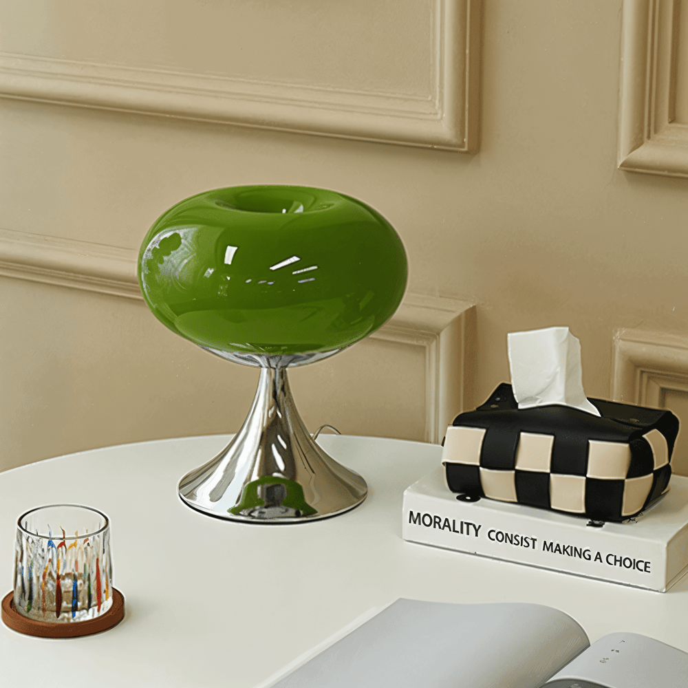 Curvy Glass Table Lamp in Macaron Style with LED Light
