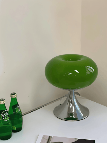 Curvy Glass Table Lamp in Macaron Style with LED Light