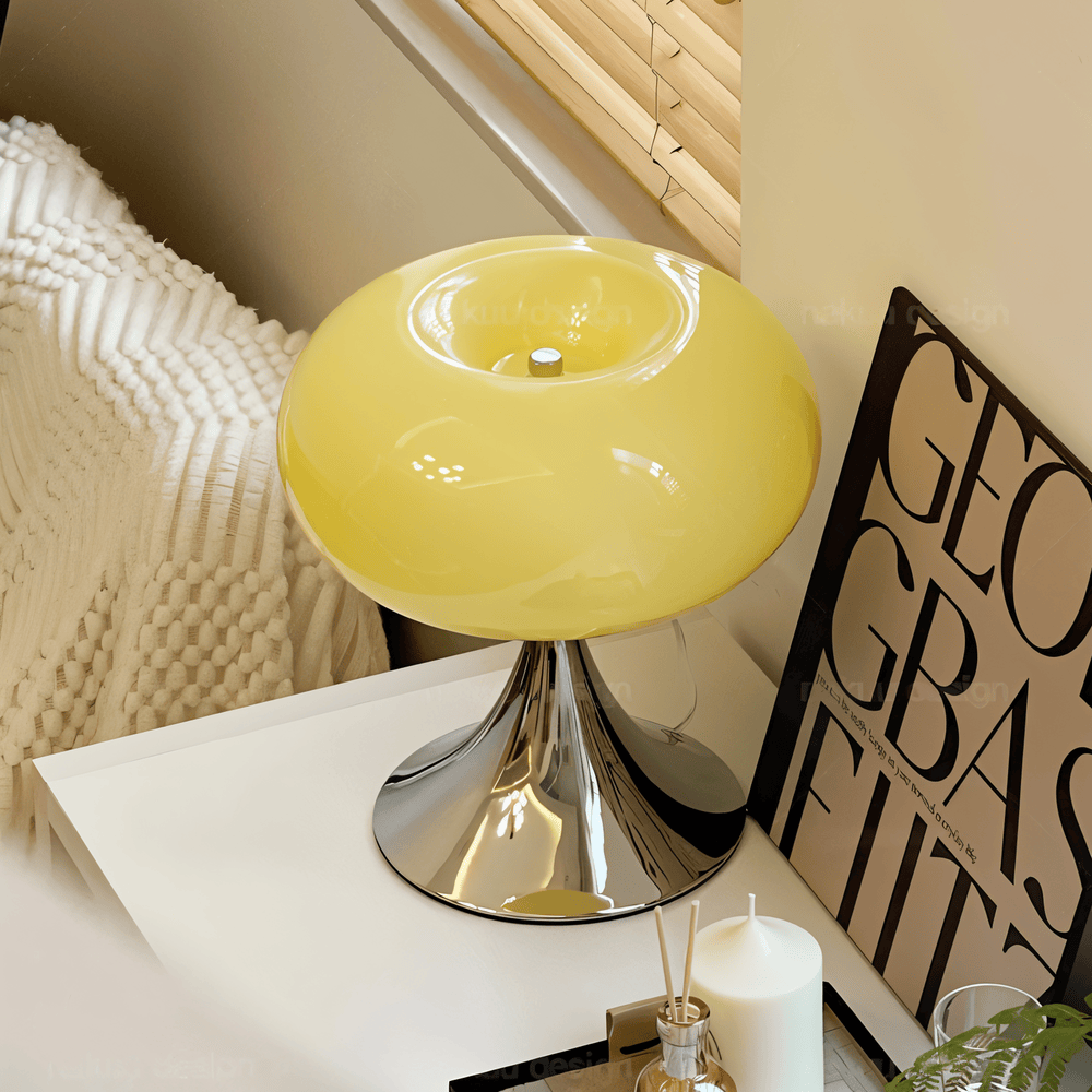 Curvy Glass Table Lamp in Macaron Style with LED Light