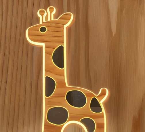 3D Wooden LED Night Light - Giraffe Design Table Lamp