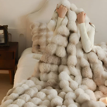 Fluffy Fleece Travel Blanket – Soft, Washable Faux Fur Cover