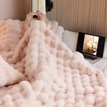 Fluffy Fleece Travel Blanket – Soft, Washable Faux Fur Cover