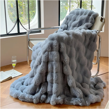 Fluffy Fleece Travel Blanket – Soft, Washable Faux Fur Cover