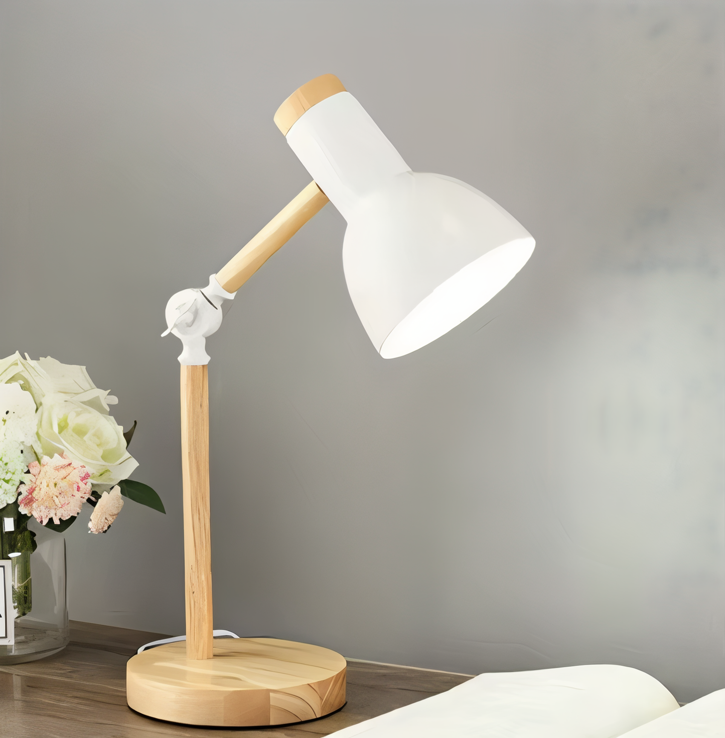 Adjustable LED Desk Lamp in Macaron Colors – Wooden Study and Reading Light