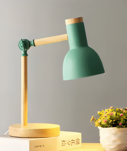 Adjustable LED Desk Lamp in Macaron Colors – Wooden Study and Reading Light