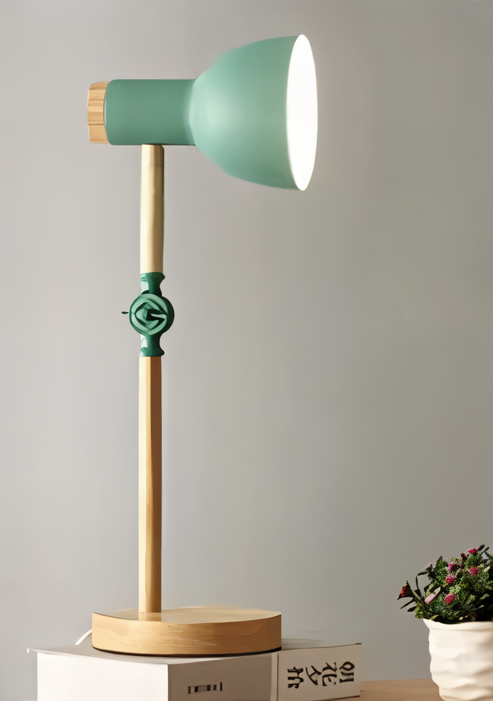 Adjustable LED Desk Lamp in Macaron Colors – Wooden Study and Reading Light