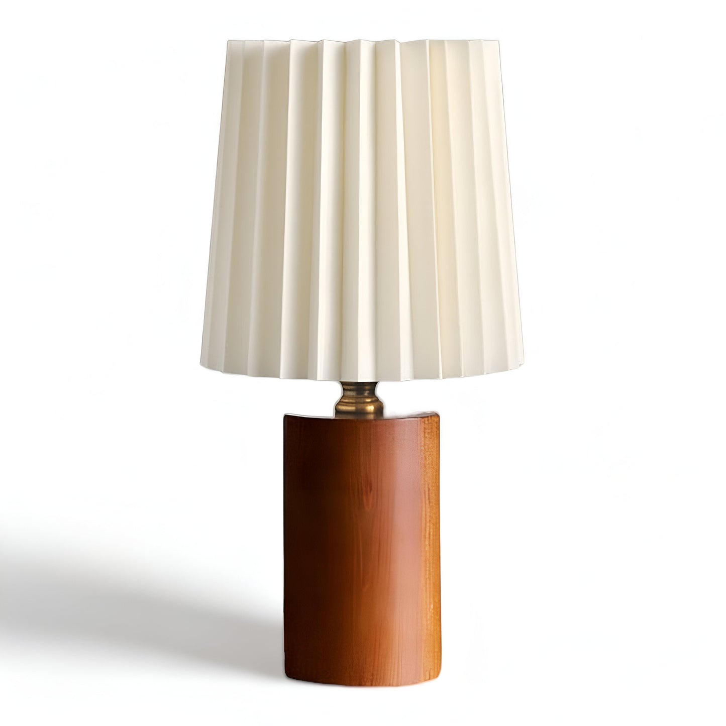 Nordic Style Wooden Lamp with Pleated Fabric Shade