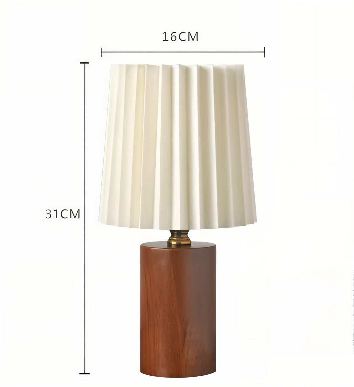Nordic Style Wooden Lamp with Pleated Fabric Shade