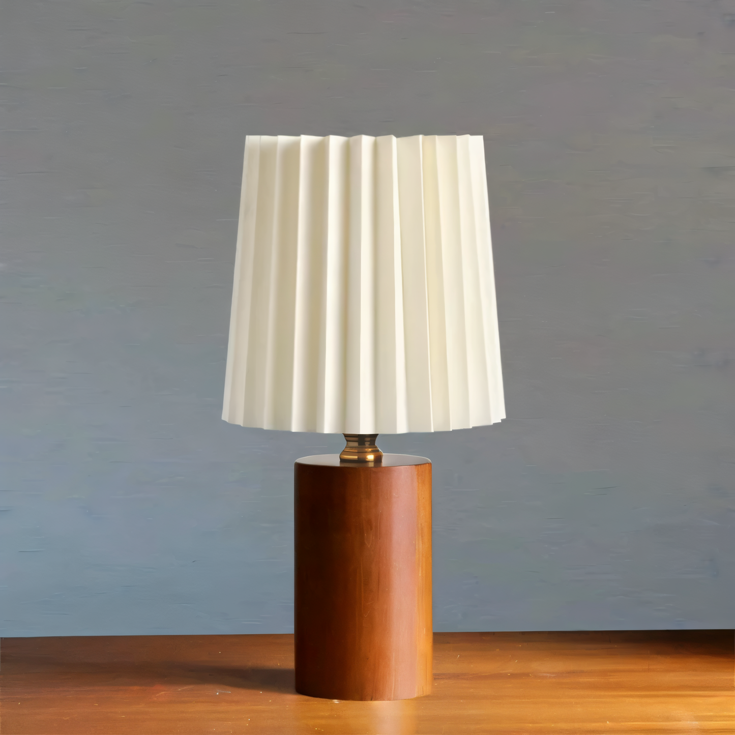 Nordic Style Wooden Lamp with Pleated Fabric Shade