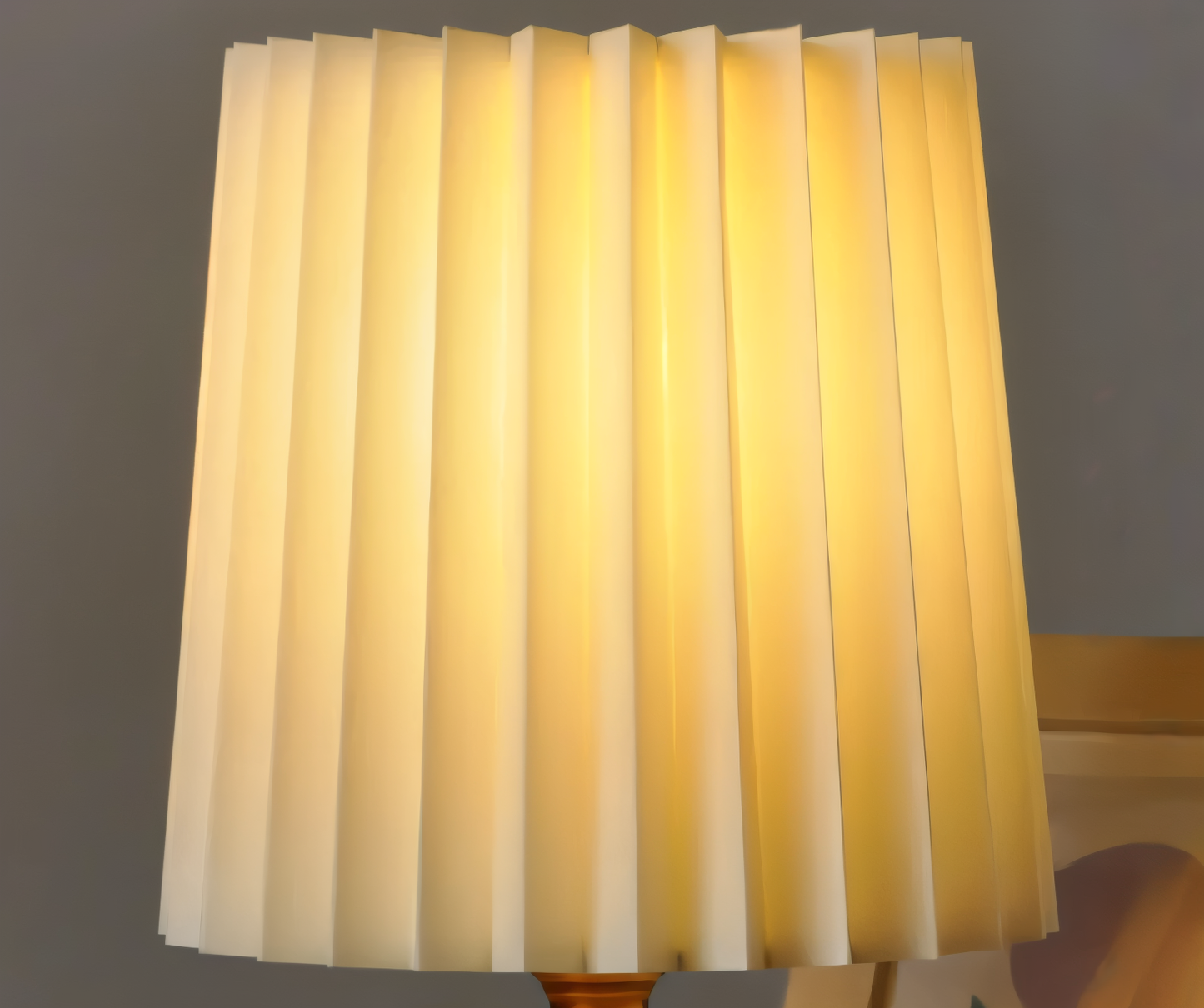 Nordic Style Wooden Lamp with Pleated Fabric Shade