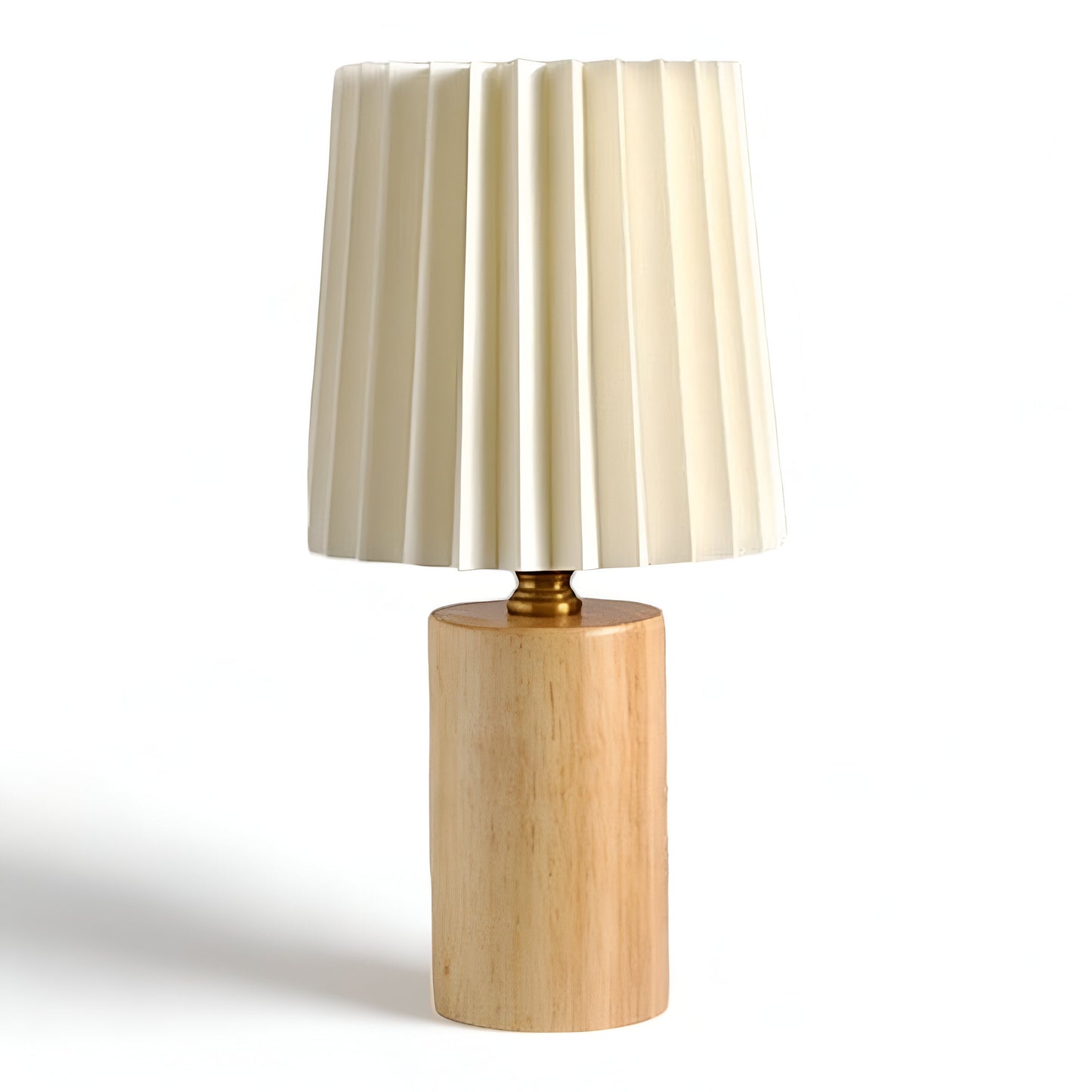 Nordic Style Wooden Lamp with Pleated Fabric Shade
