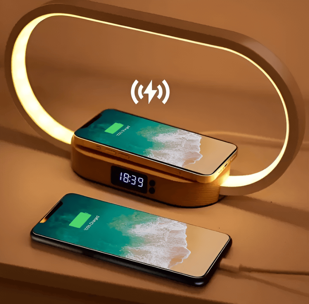 LED Night Light with Wireless Charging and Digital Clock – Multifunctional Bedside Lamp