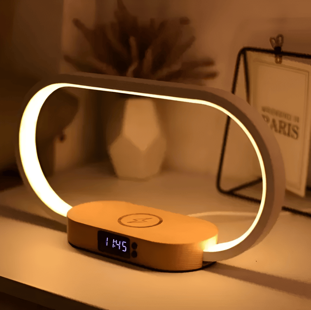 LED Night Light with Wireless Charging and Digital Clock – Multifunctional Bedside Lamp