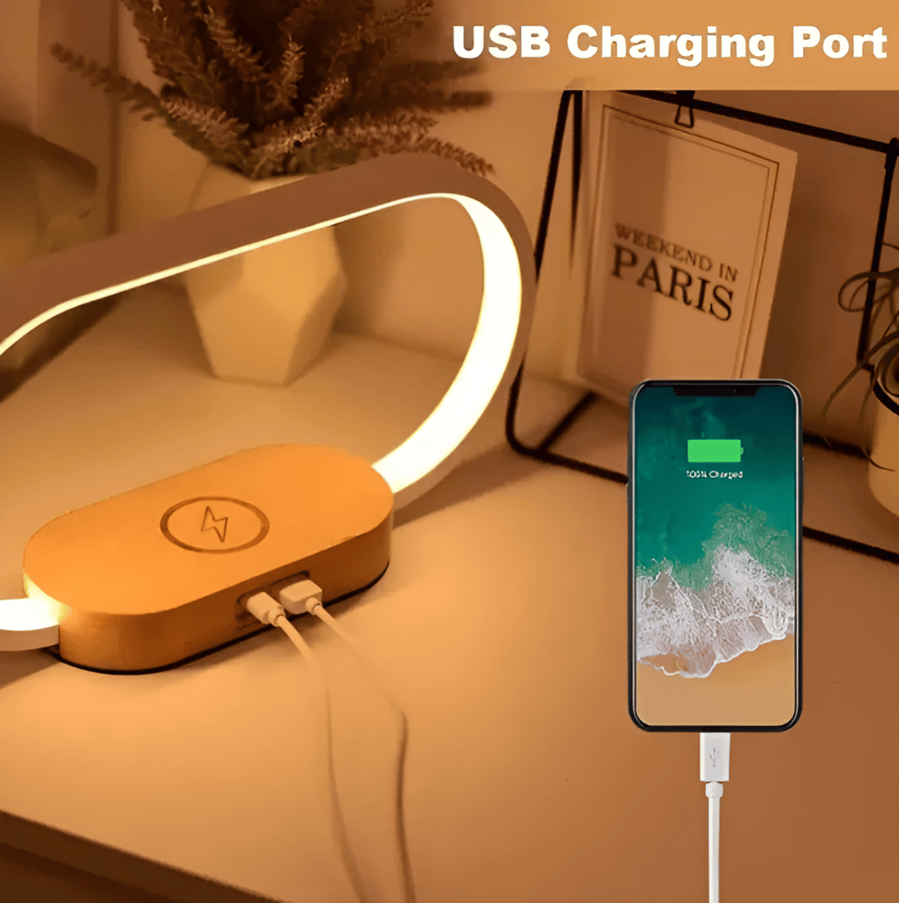 LED Night Light with Wireless Charging and Digital Clock – Multifunctional Bedside Lamp