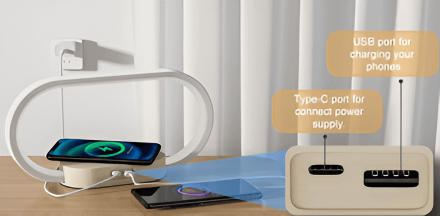 LED Night Light with Wireless Charging and Digital Clock – Multifunctional Bedside Lamp