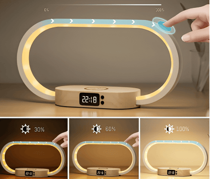 LED Night Light with Wireless Charging and Digital Clock – Multifunctional Bedside Lamp
