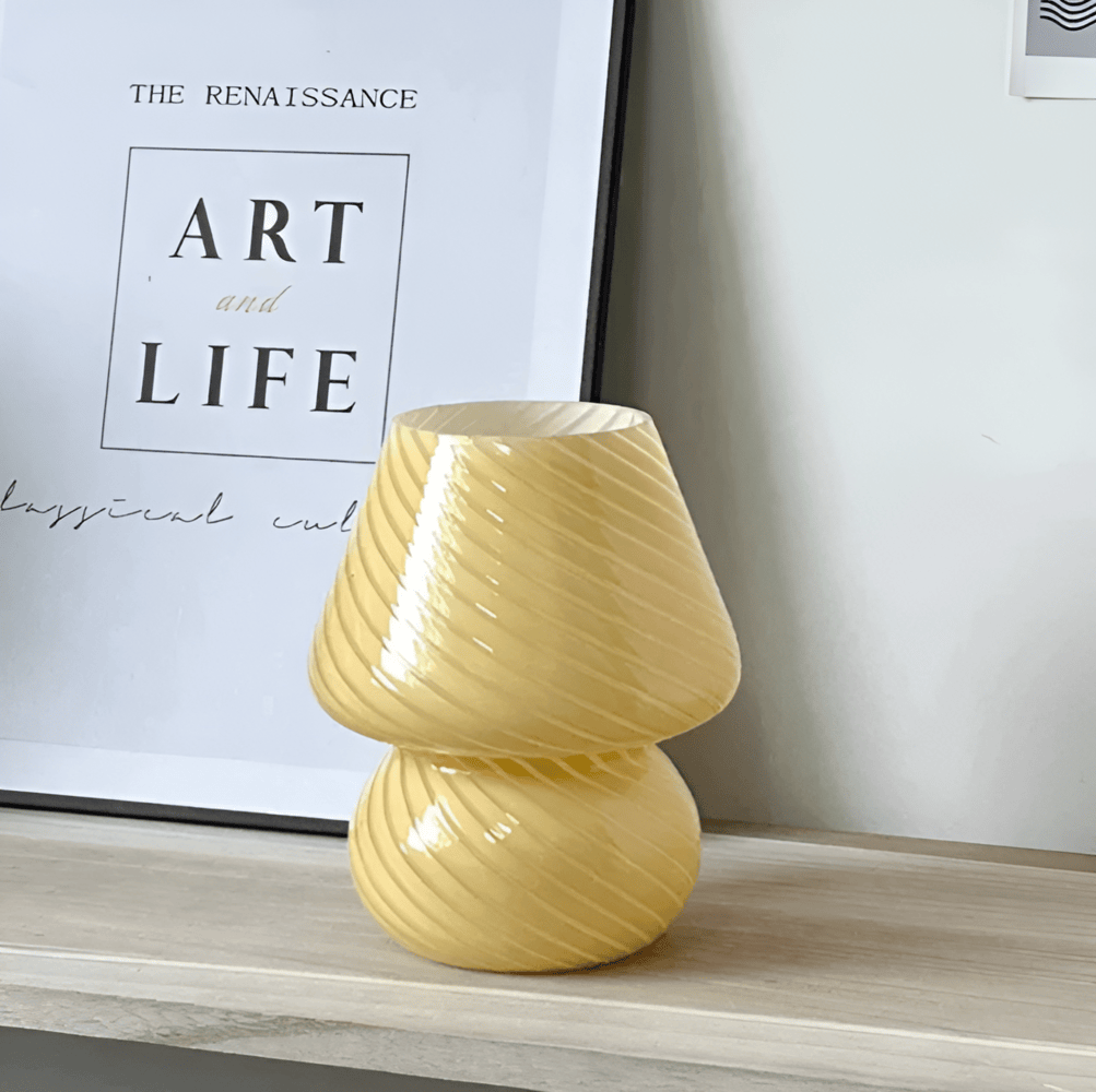 Handblown Table Lamp with Striped Design – Glow Effect