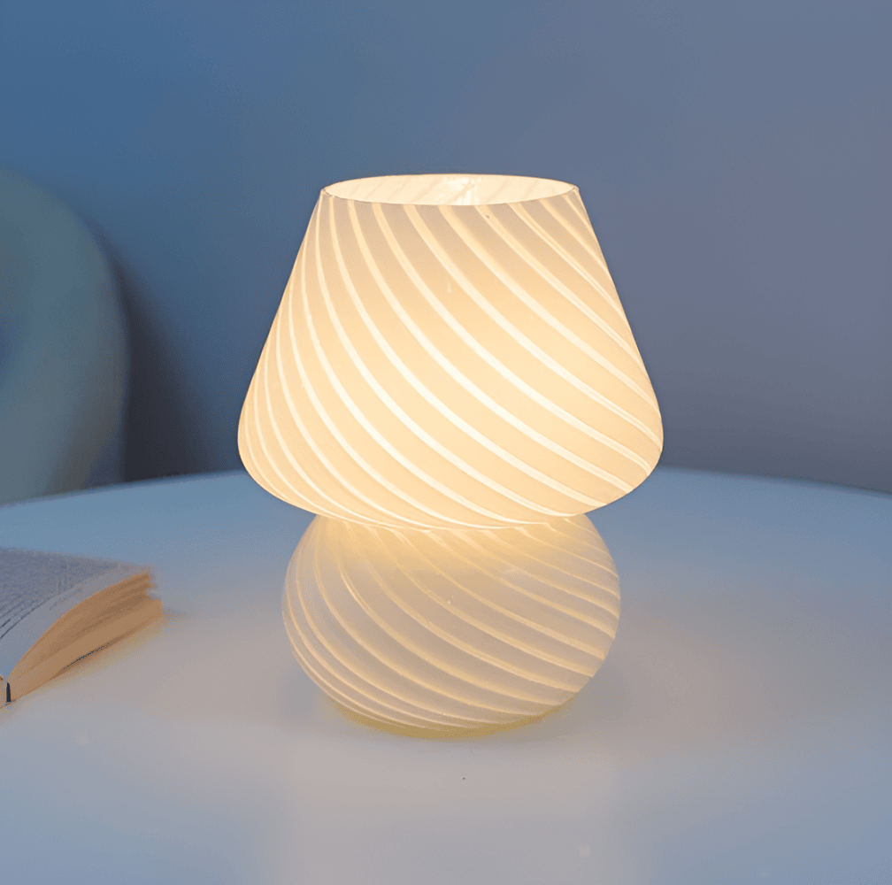 Handblown Table Lamp with Striped Design – Glow Effect