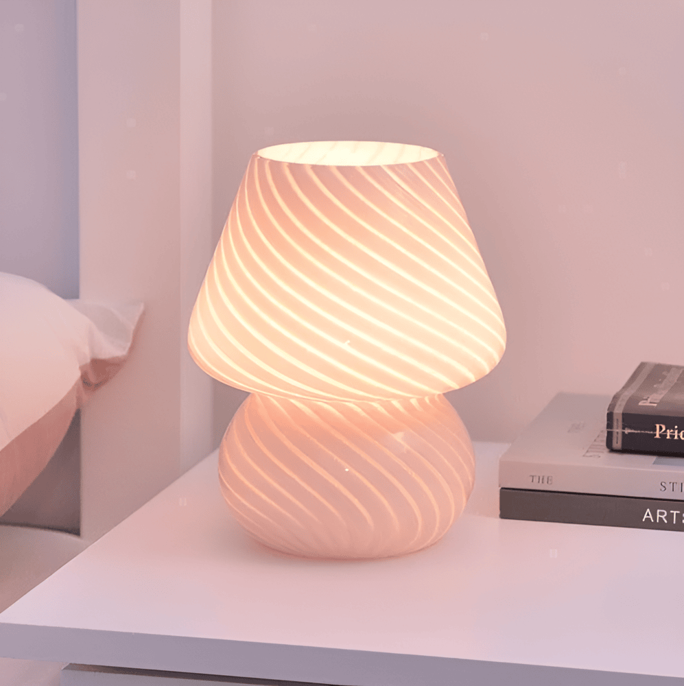 Handblown Table Lamp with Striped Design – Glow Effect