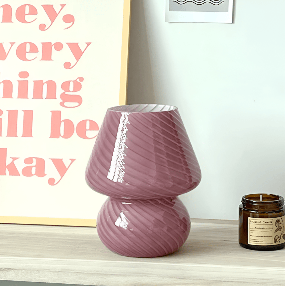 Handblown Table Lamp with Striped Design – Glow Effect