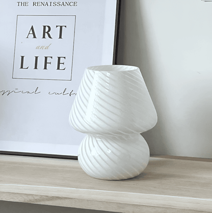 Handblown Table Lamp with Striped Design – Glow Effect