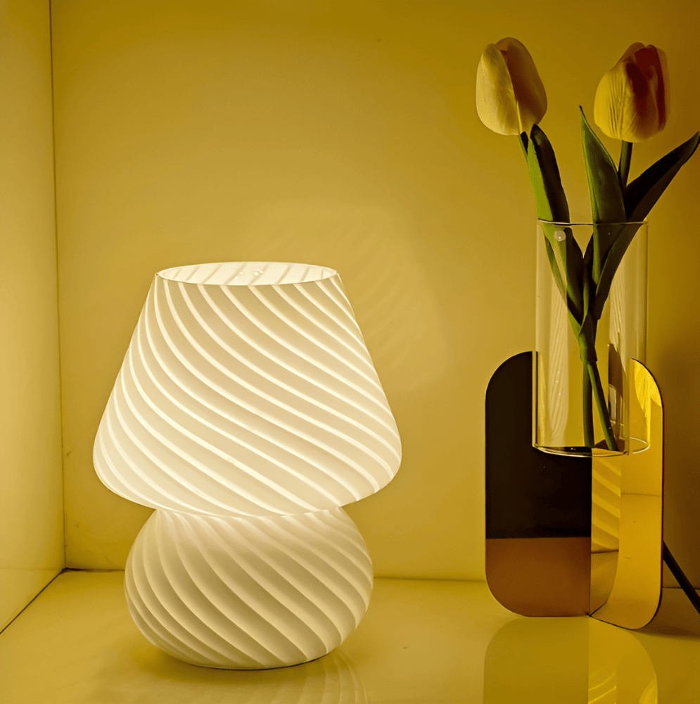 Handblown Table Lamp with Striped Design – Glow Effect