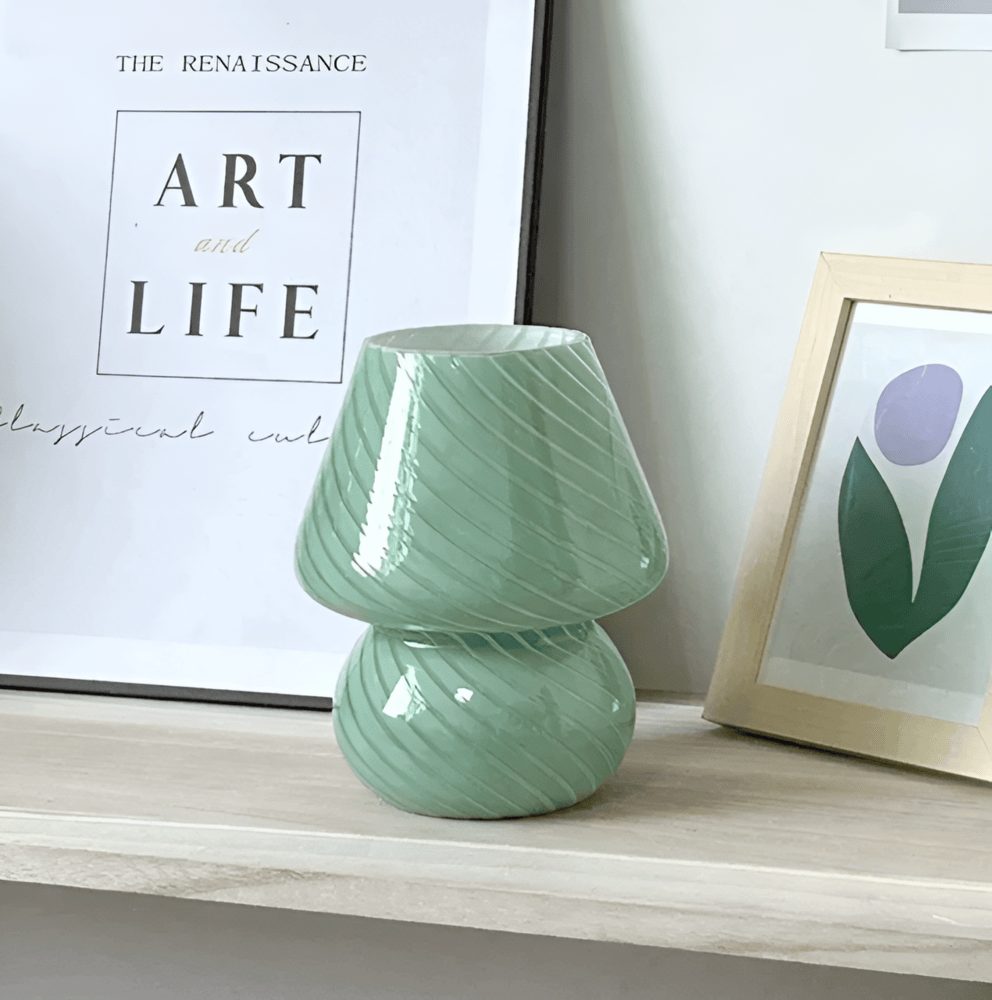 Handblown Table Lamp with Striped Design – Glow Effect