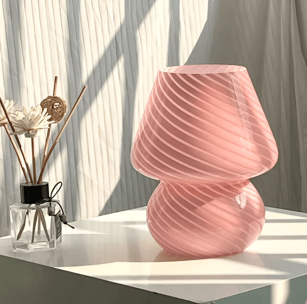 Handblown Table Lamp with Striped Design – Glow Effect