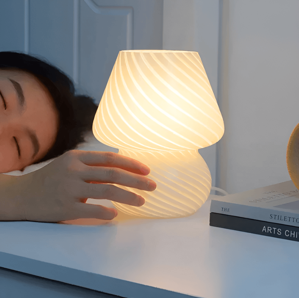 Handblown Table Lamp with Striped Design – Glow Effect
