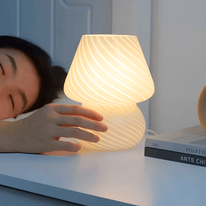 Handblown Table Lamp with Striped Design – Glow Effect