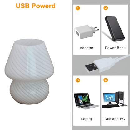 Handblown Table Lamp with Striped Design – Glow Effect