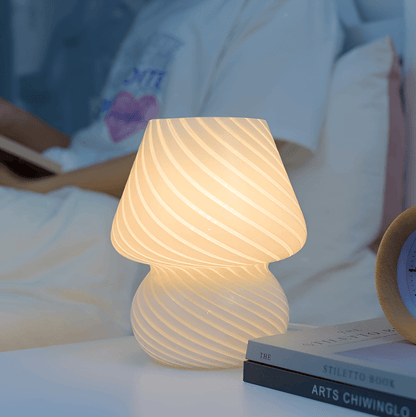Handblown Table Lamp with Striped Design – Glow Effect