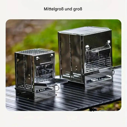 Compact Foldable Wood Stove – Stainless Steel for Outdoor Use