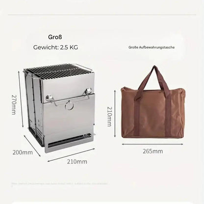 Compact Foldable Wood Stove – Stainless Steel for Outdoor Use
