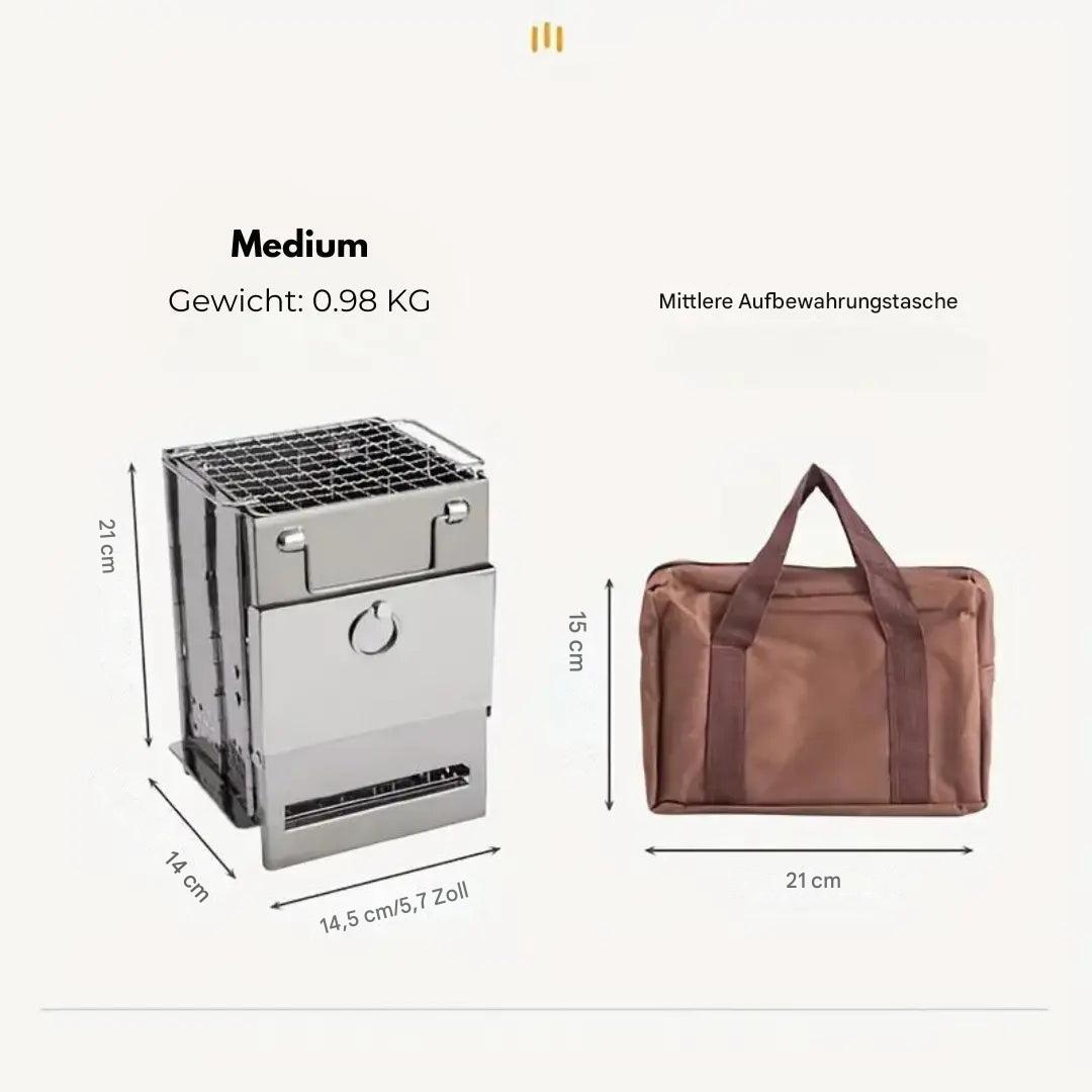 Compact Foldable Wood Stove – Stainless Steel for Outdoor Use