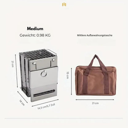 Compact Foldable Wood Stove – Stainless Steel for Outdoor Use