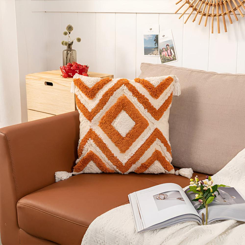 Moroccan Elegance: Textured Cotton Cushion Cover