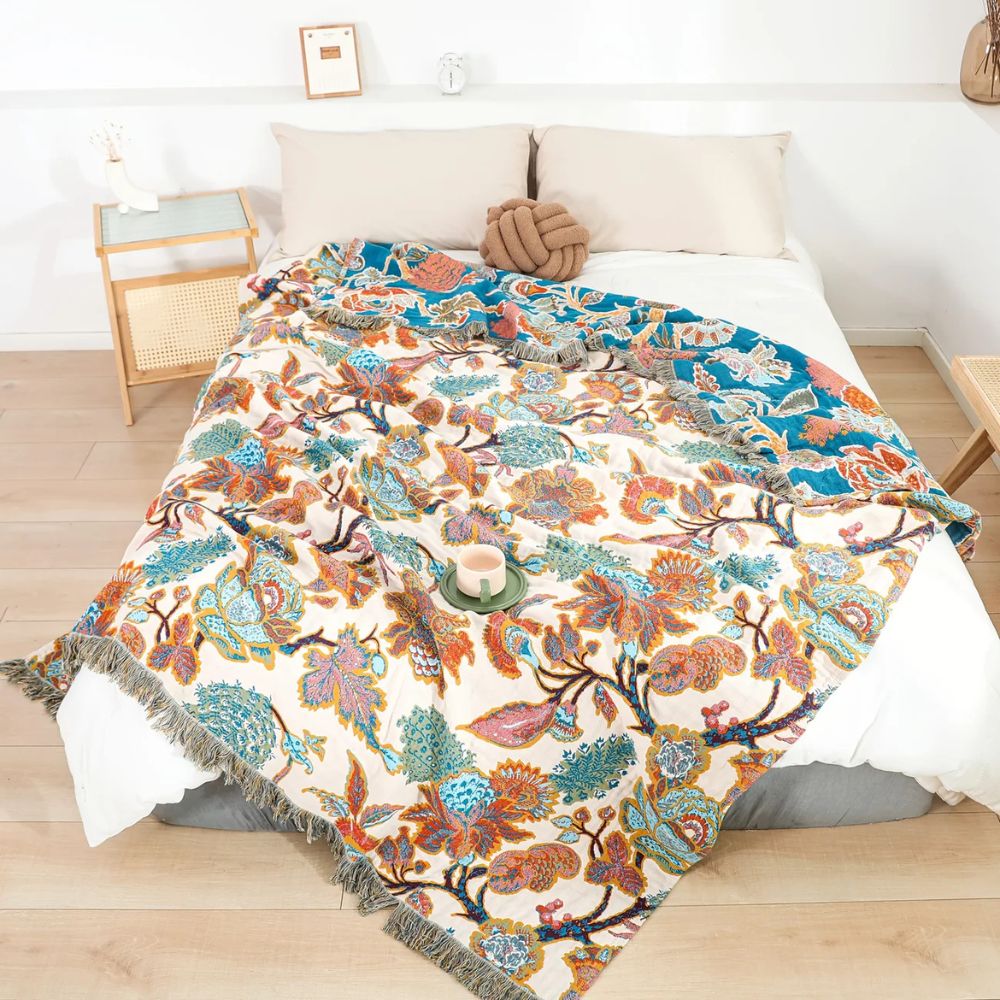 Charming Floral Cotton Throw for Every Occasion