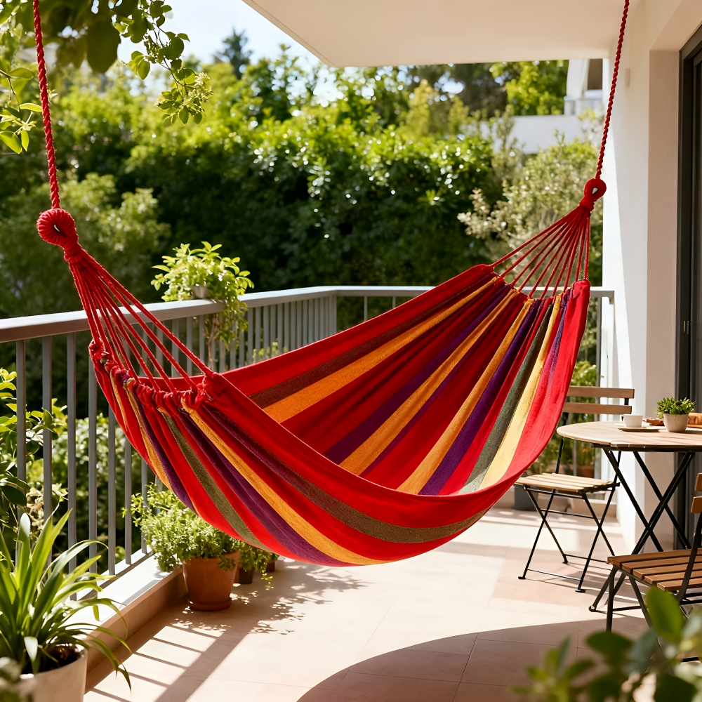 Relaxation Haven | Breathable Cotton Hammock with Carry Bag